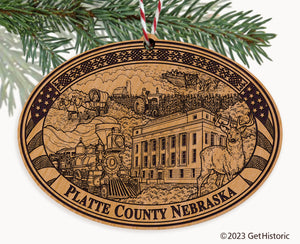 Platte County Nebraska Engraved Natural Ornament