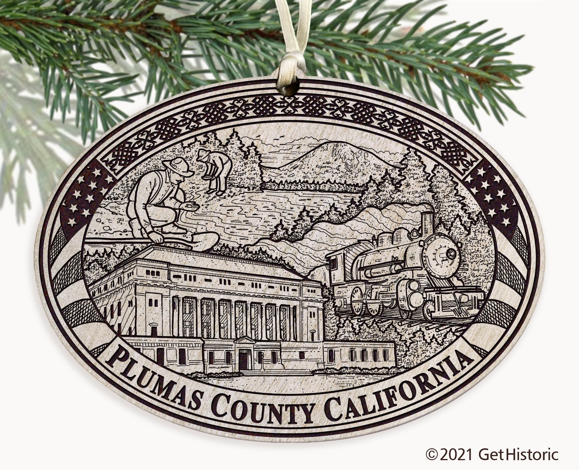 Plumas County California Engraved Ornament