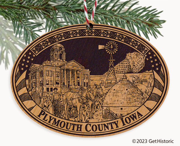 Plymouth County Iowa Engraved Natural Ornament
