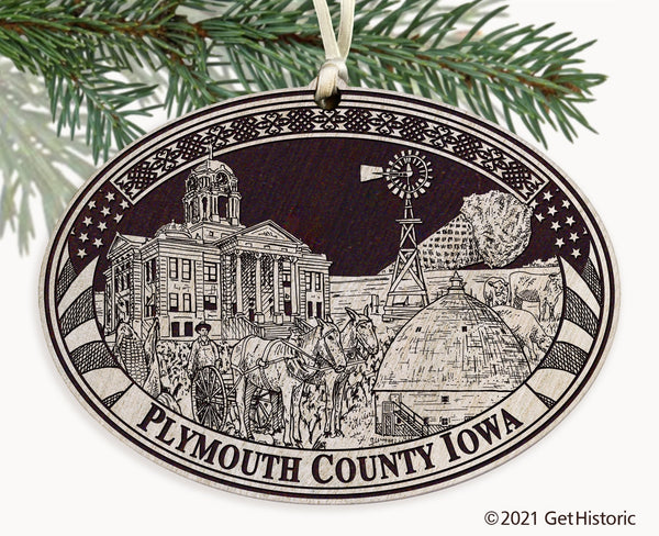 Plymouth County Iowa Engraved Ornament