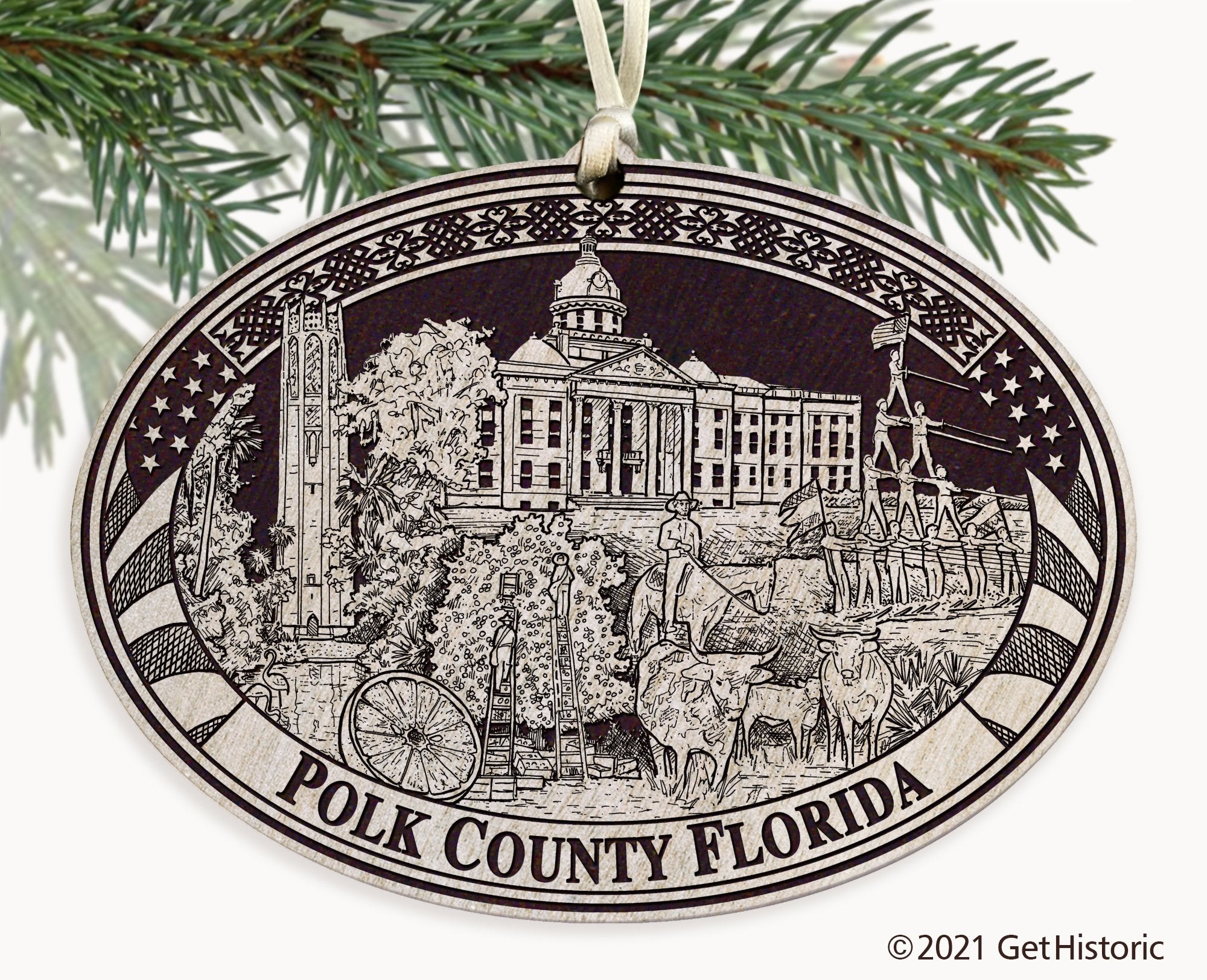 Polk County Florida Engraved Ornament