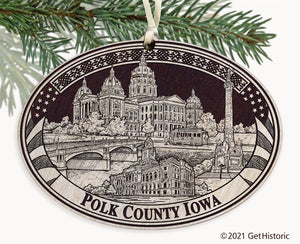 Polk County Iowa Engraved Ornament