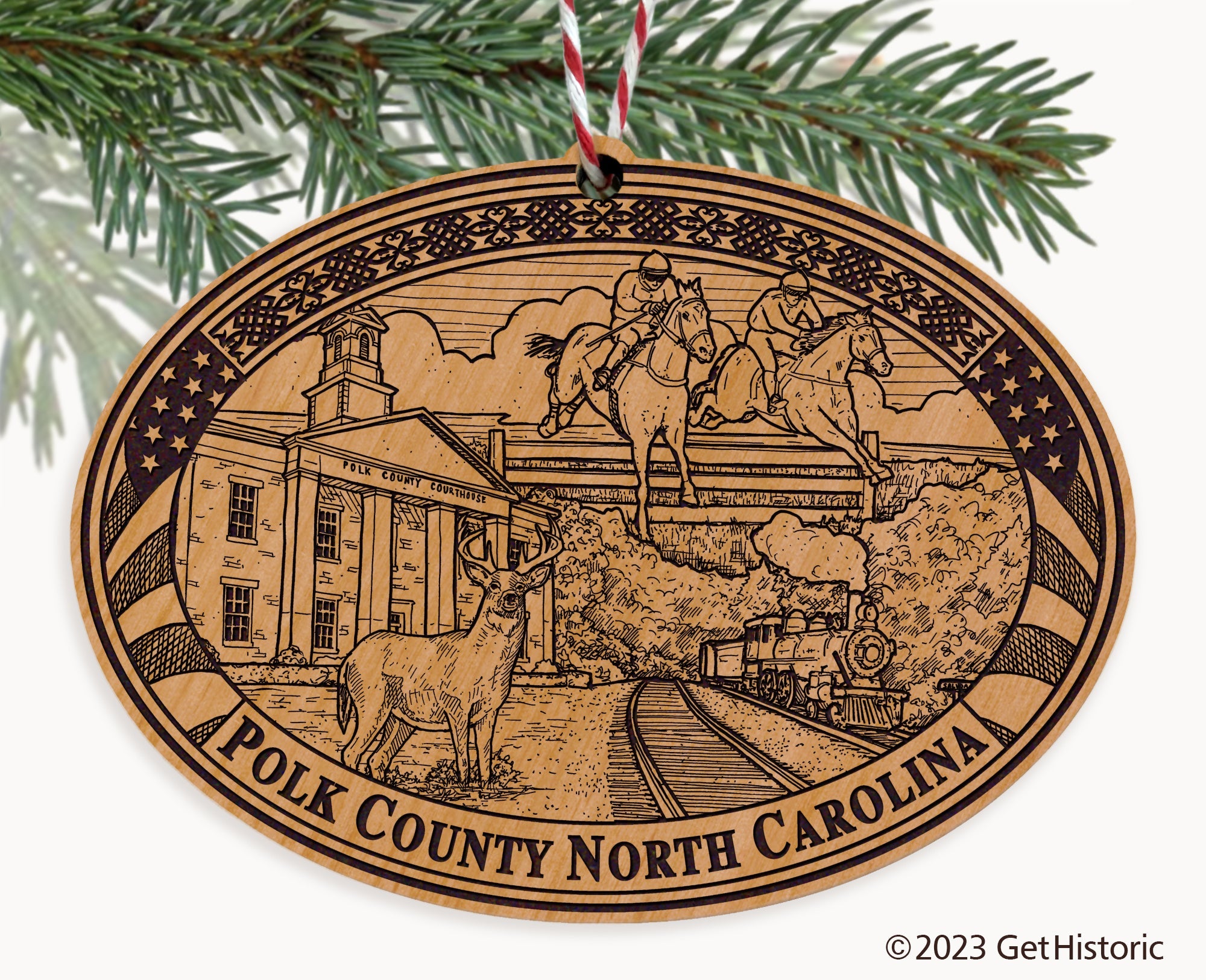Polk County North Carolina Engraved Natural Ornament