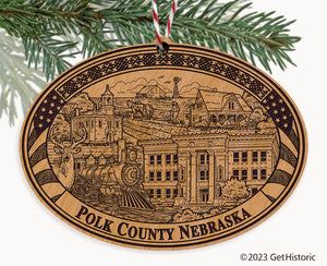 Polk County Nebraska Engraved Natural Ornament