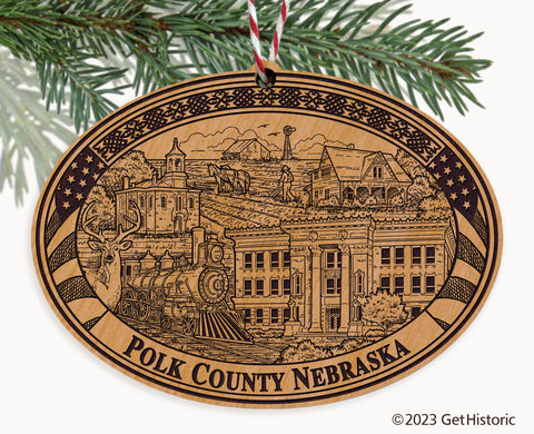 Polk County Nebraska Engraved Natural Ornament