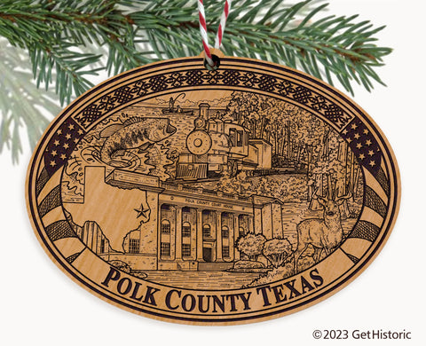 Polk County Texas Engraved Natural Ornament