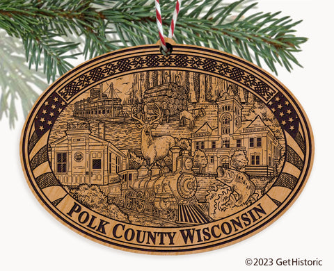 Polk County Wisconsin Engraved Natural Ornament