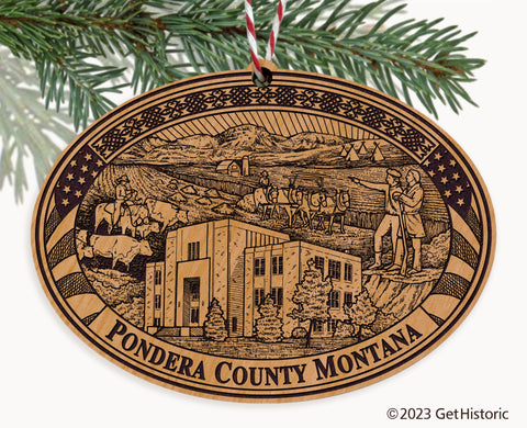 Pondera County Montana Engraved Natural Ornament