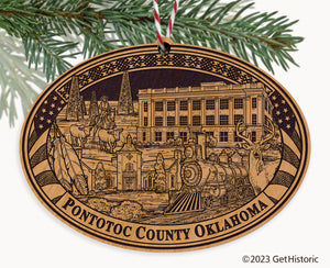 Pontotoc County Oklahoma Engraved Natural Ornament