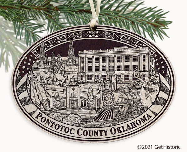 Pontotoc County Oklahoma Engraved Ornament