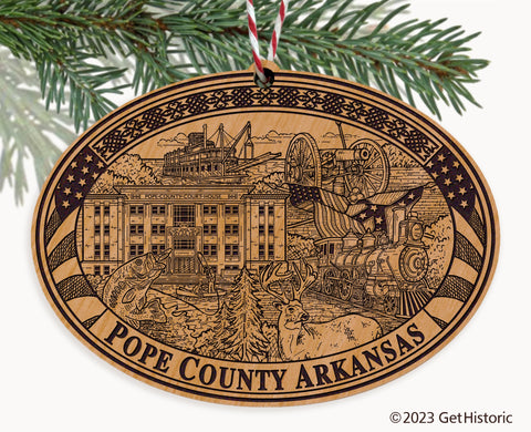 Pope County Arkansas Engraved Natural Ornament