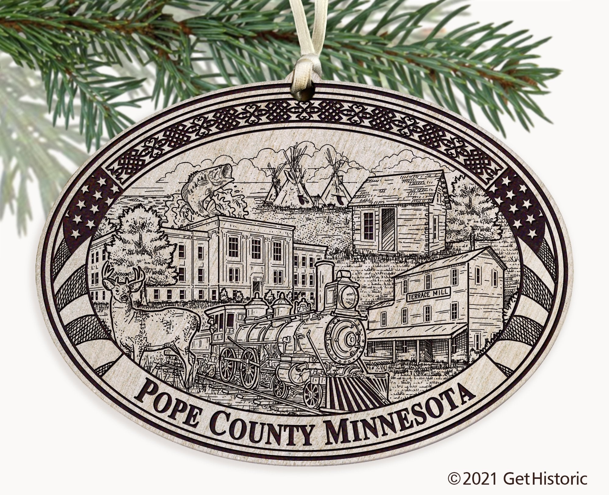 Pope County Minnesota Engraved Ornament