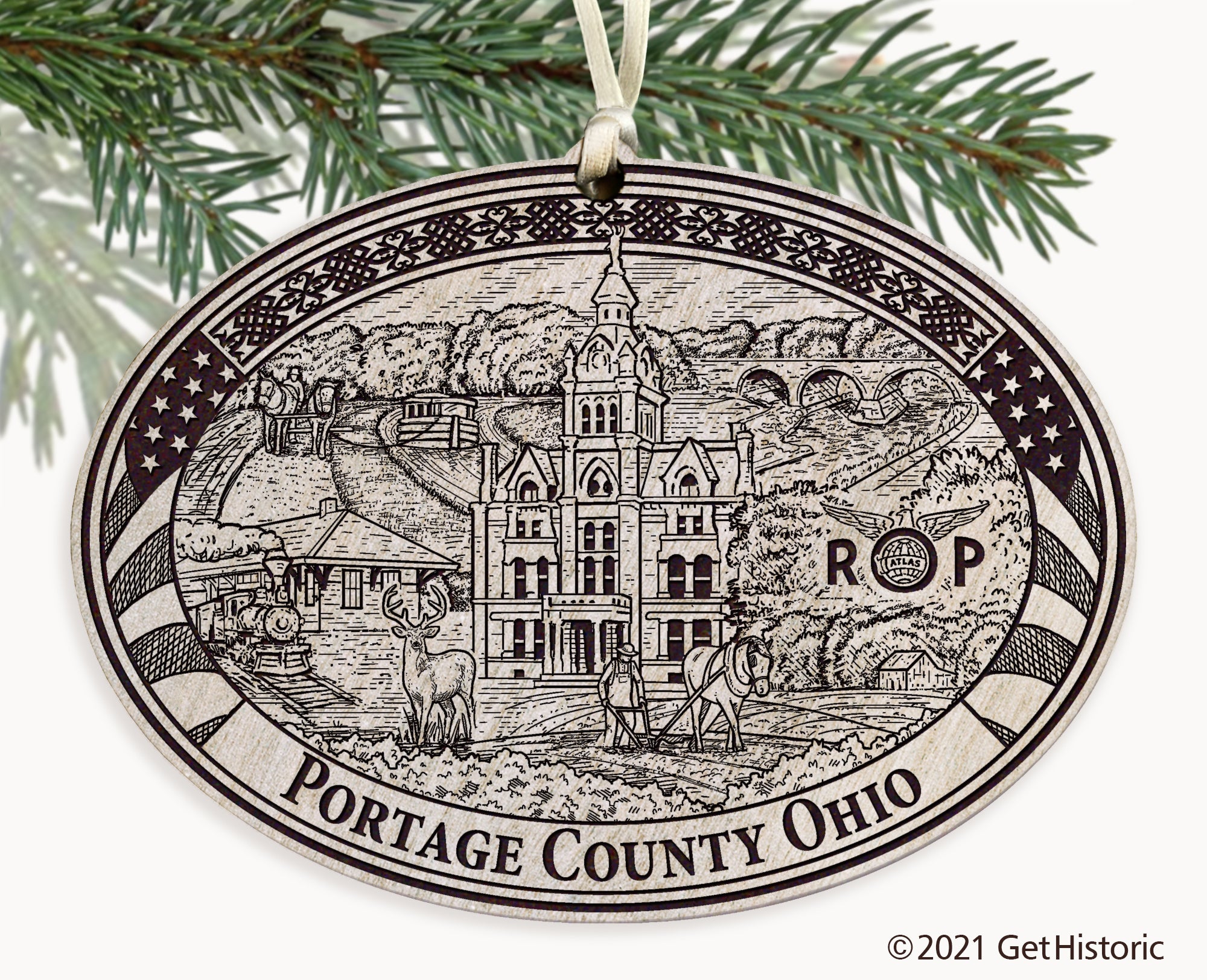 Portage County Ohio Engraved Ornament
