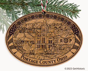 Portage County Ohio Engraved Natural Ornament