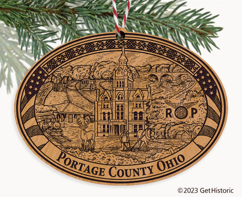 Portage County Ohio Engraved Natural Ornament