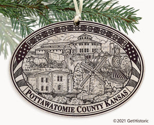Pottawatomie County Kansas Engraved Ornament