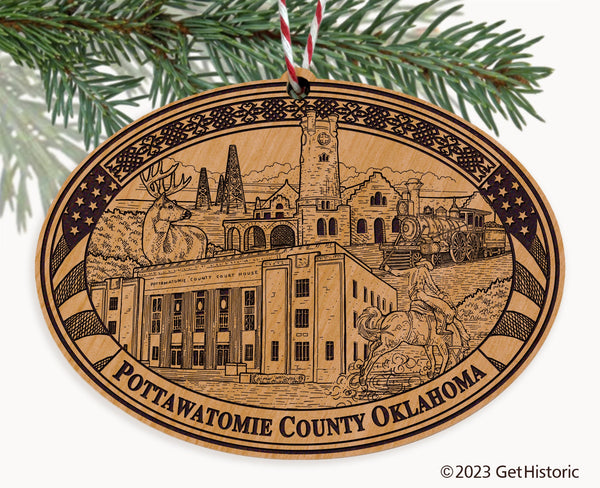 Pottawatomie County Oklahoma Engraved Natural Ornament