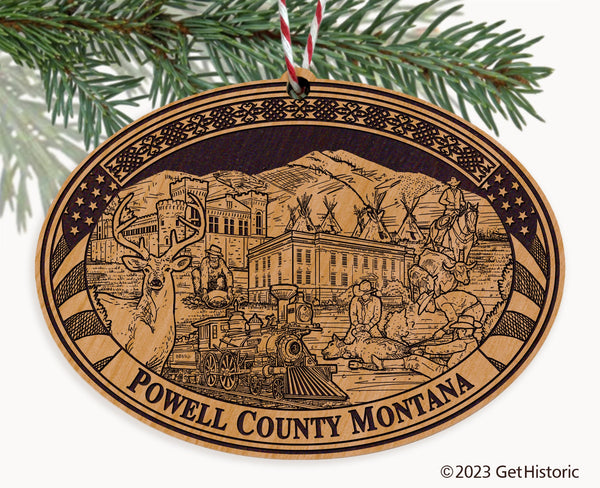 Powell County Montana Engraved Natural Ornament