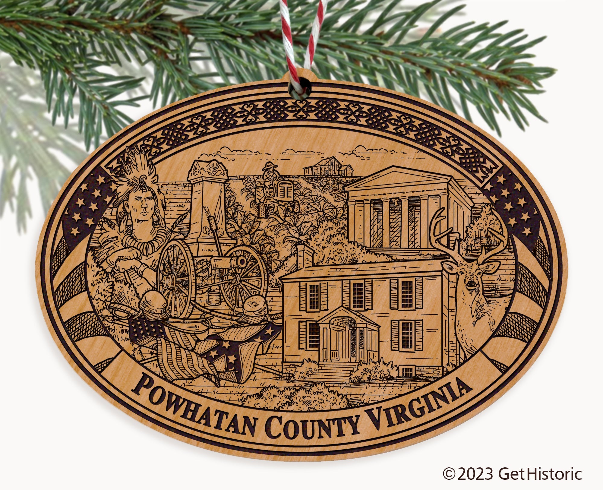 Powhatan County Virginia Engraved Natural Ornament