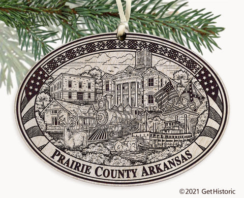 Prairie County Arkansas Engraved Ornament