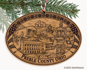 Preble County Ohio Engraved Natural Ornament