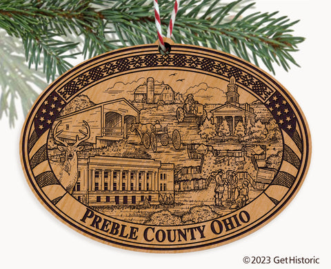 Preble County Ohio Engraved Natural Ornament
