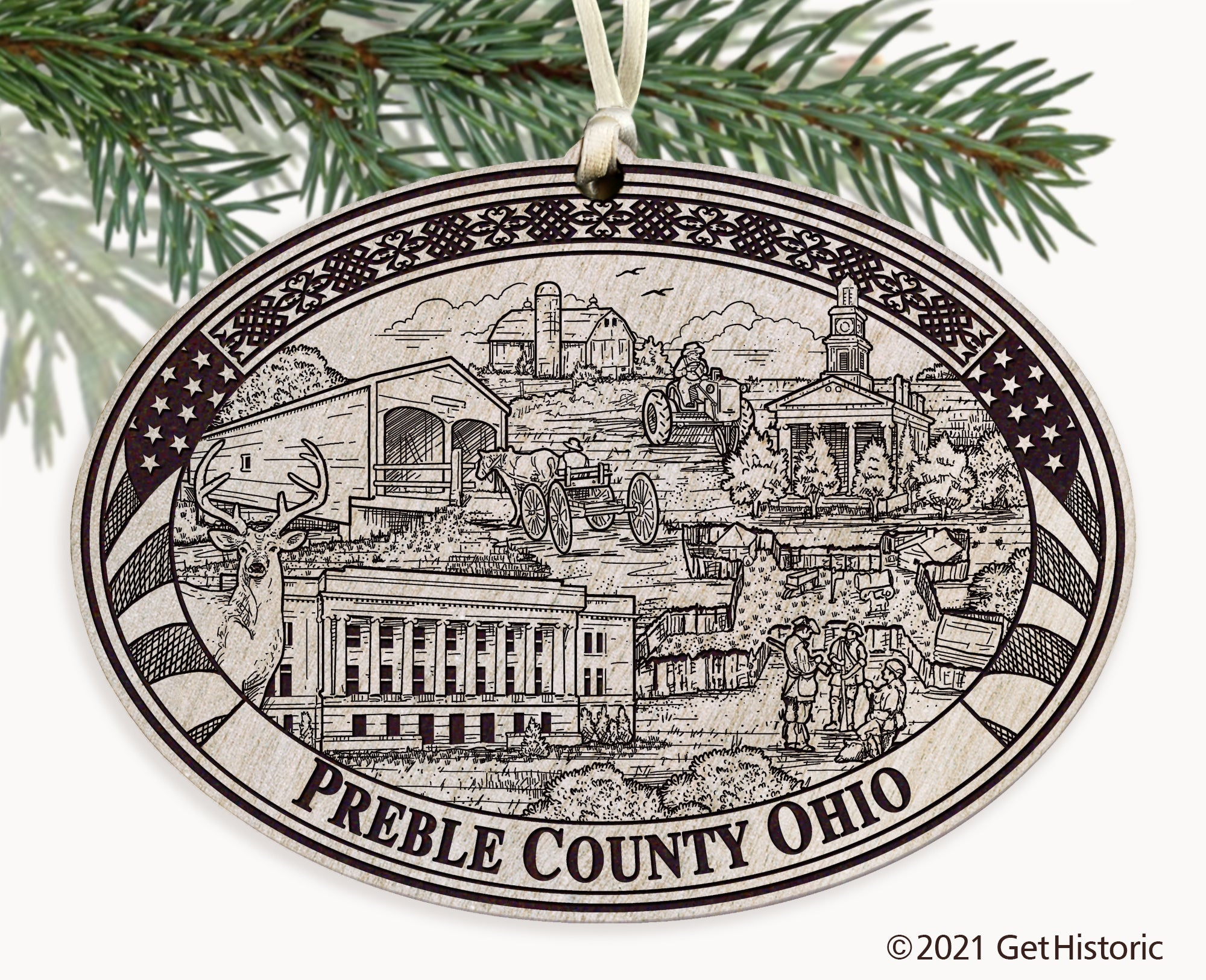 Preble County Ohio Engraved Ornament