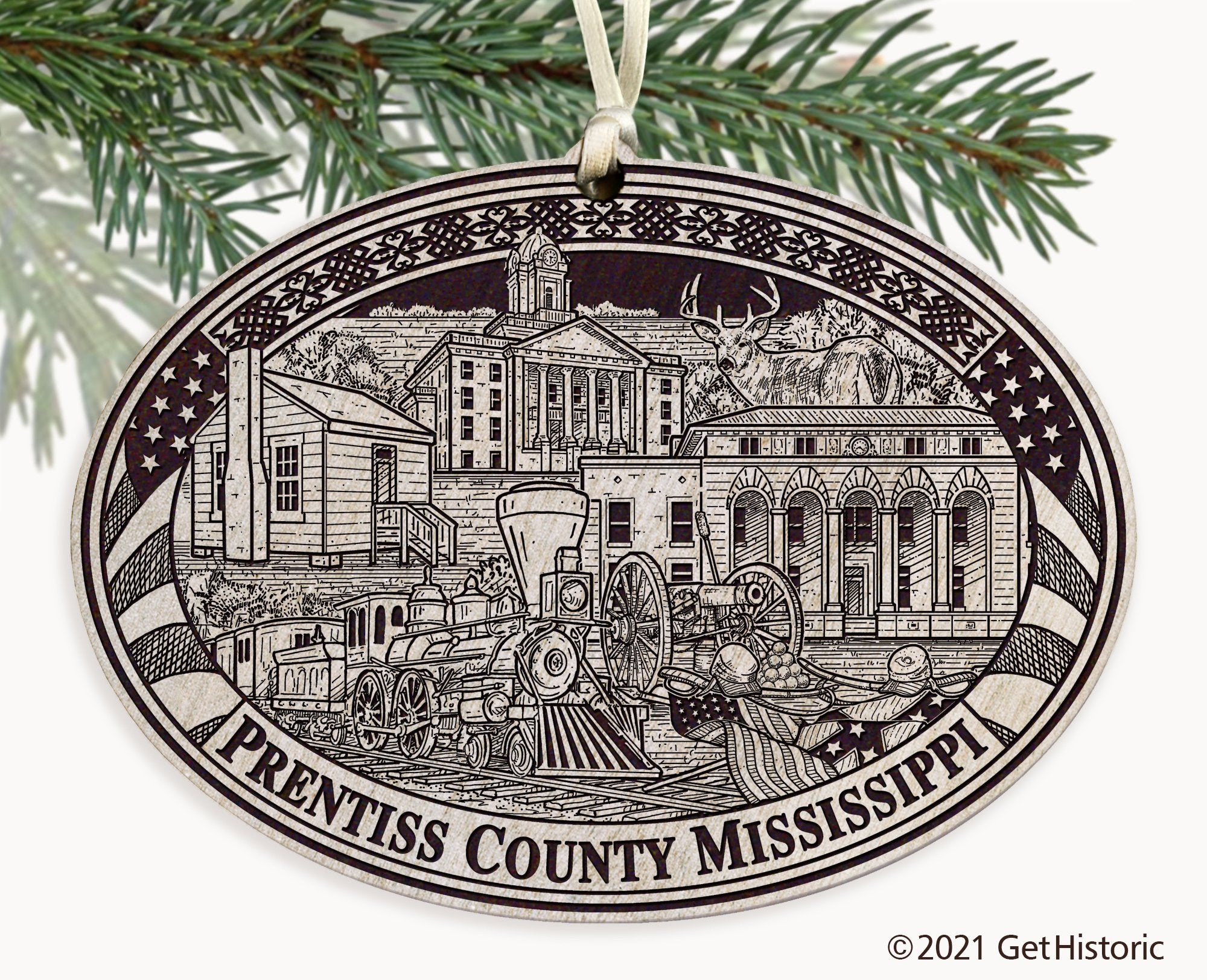 Prentiss County Mississippi Engraved Ornament