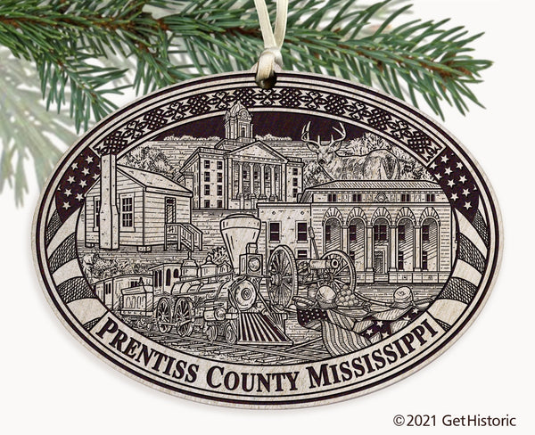 Prentiss County Mississippi Engraved Ornament