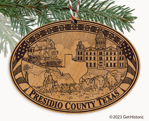 Presidio County Texas Engraved Natural Ornament