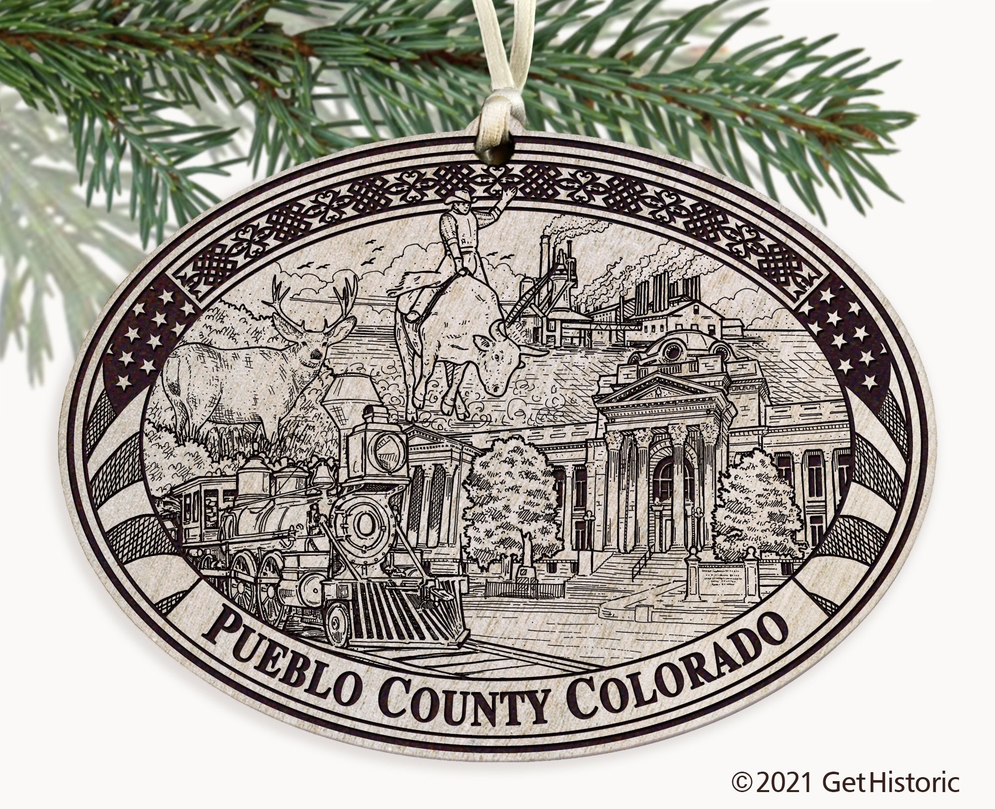 Pueblo County Colorado Engraved Ornament