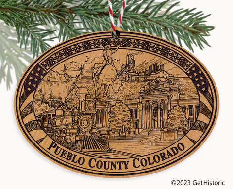 Pueblo County Colorado Engraved Natural Ornament