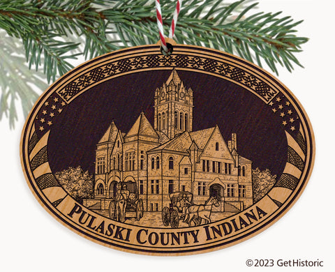 Pulaski County Indiana Engraved Natural Ornament