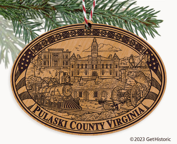 Pulaski County Virginia Engraved Natural Ornament