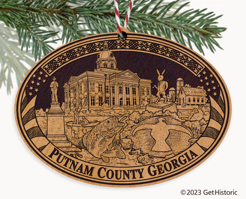 Putnam County Georgia Engraved Natural Ornament