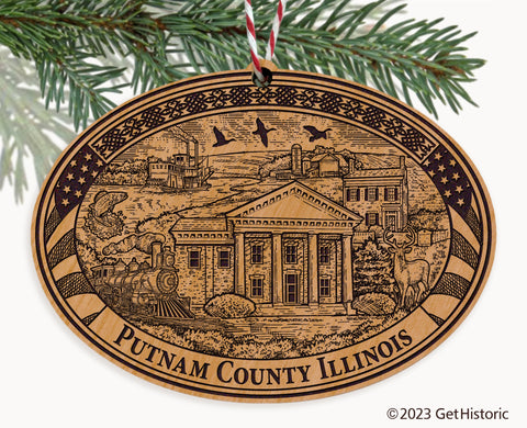 Putnam County Illinois Engraved Natural Ornament
