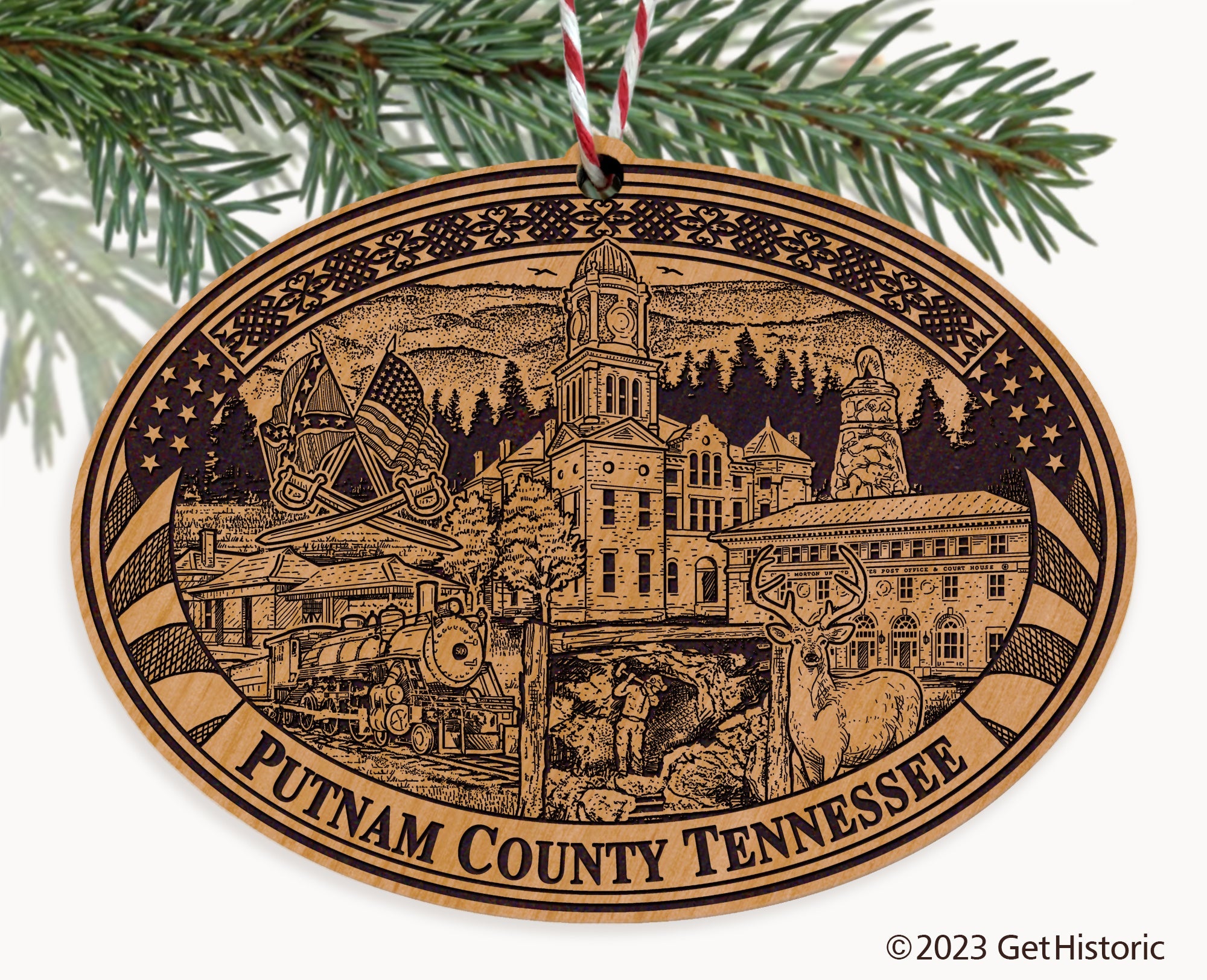 Putnam County Tennessee Engraved Natural Ornament