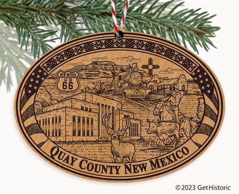 Quay County New Mexico Engraved Natural Ornament