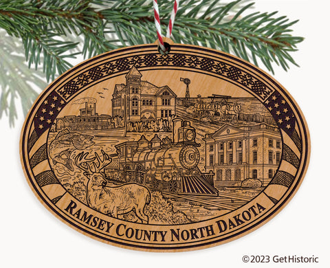 Ramsey County North Dakota Engraved Natural Ornament