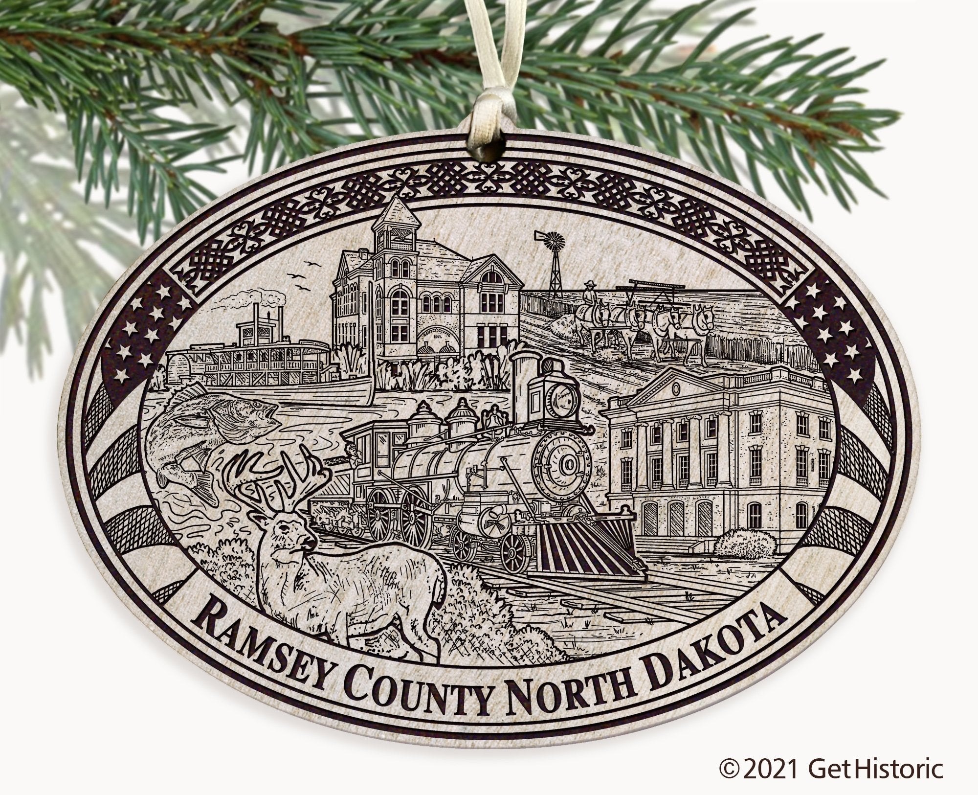Ramsey County North Dakota Engraved Ornament