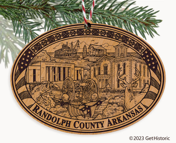 Randolph County Arkansas Engraved Natural Ornament