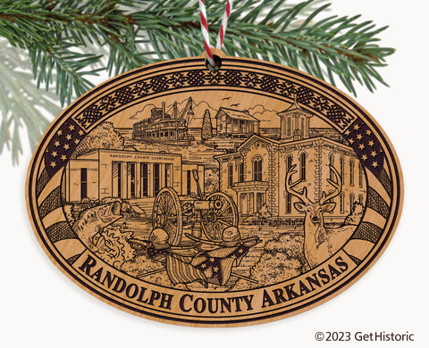 Randolph County Arkansas Engraved Natural Ornament