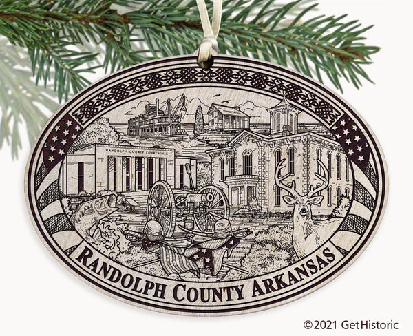 Randolph County Arkansas Engraved Ornament
