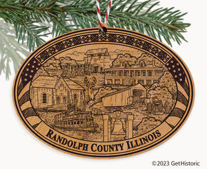 Randolph County Illinois Engraved Natural Ornament