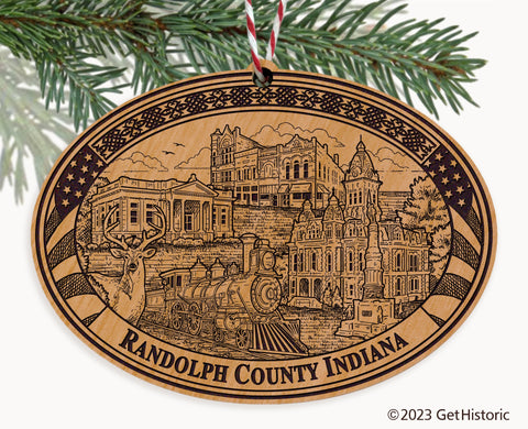 Randolph County Indiana Engraved Natural Ornament