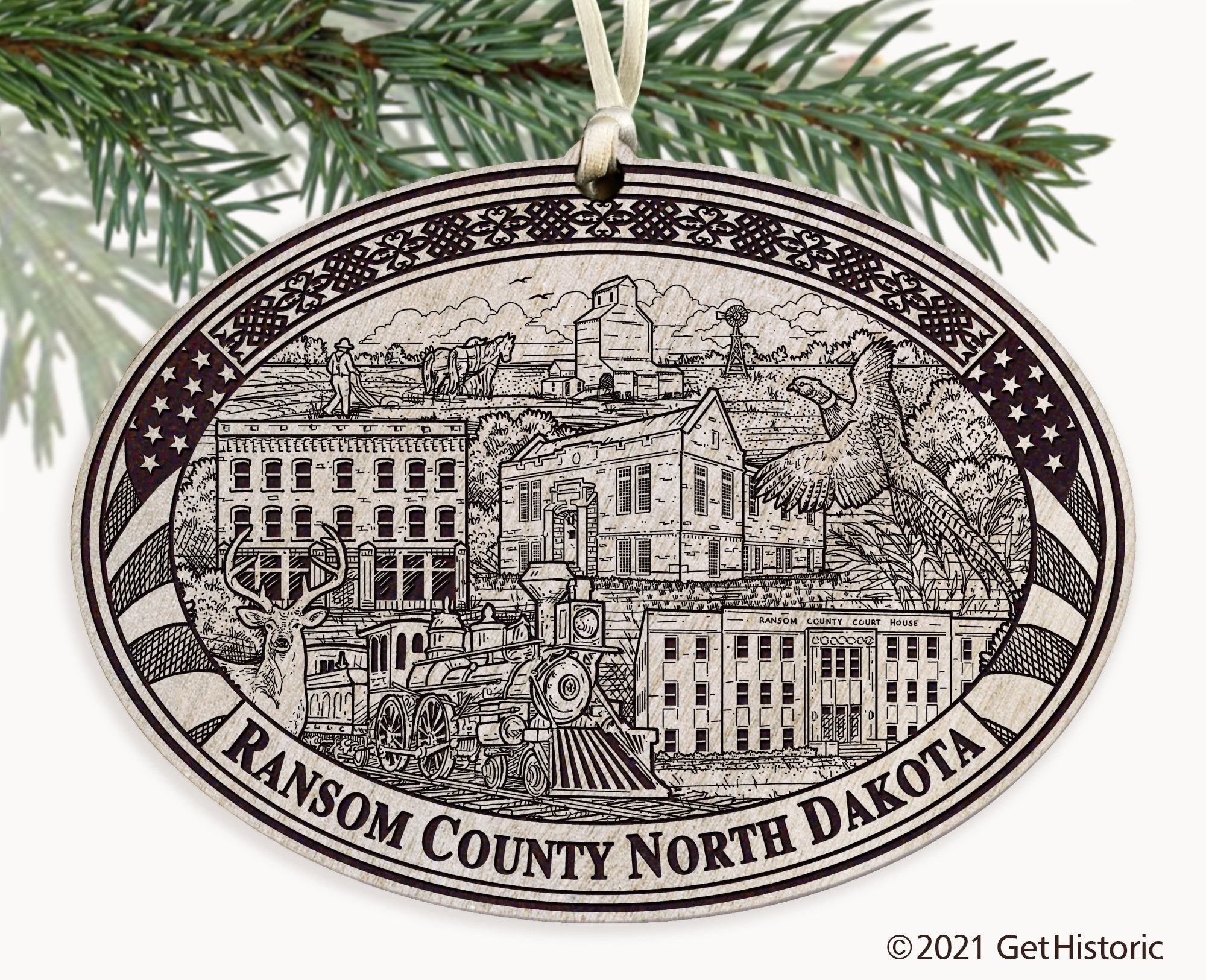 Ransom County North Dakota Engraved Ornament