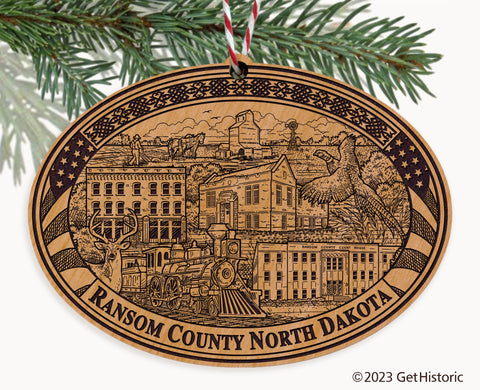 Ransom County North Dakota Engraved Natural Ornament
