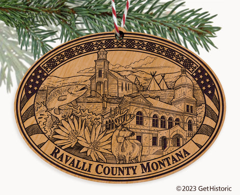 Ravalli County Montana Engraved Natural Ornament