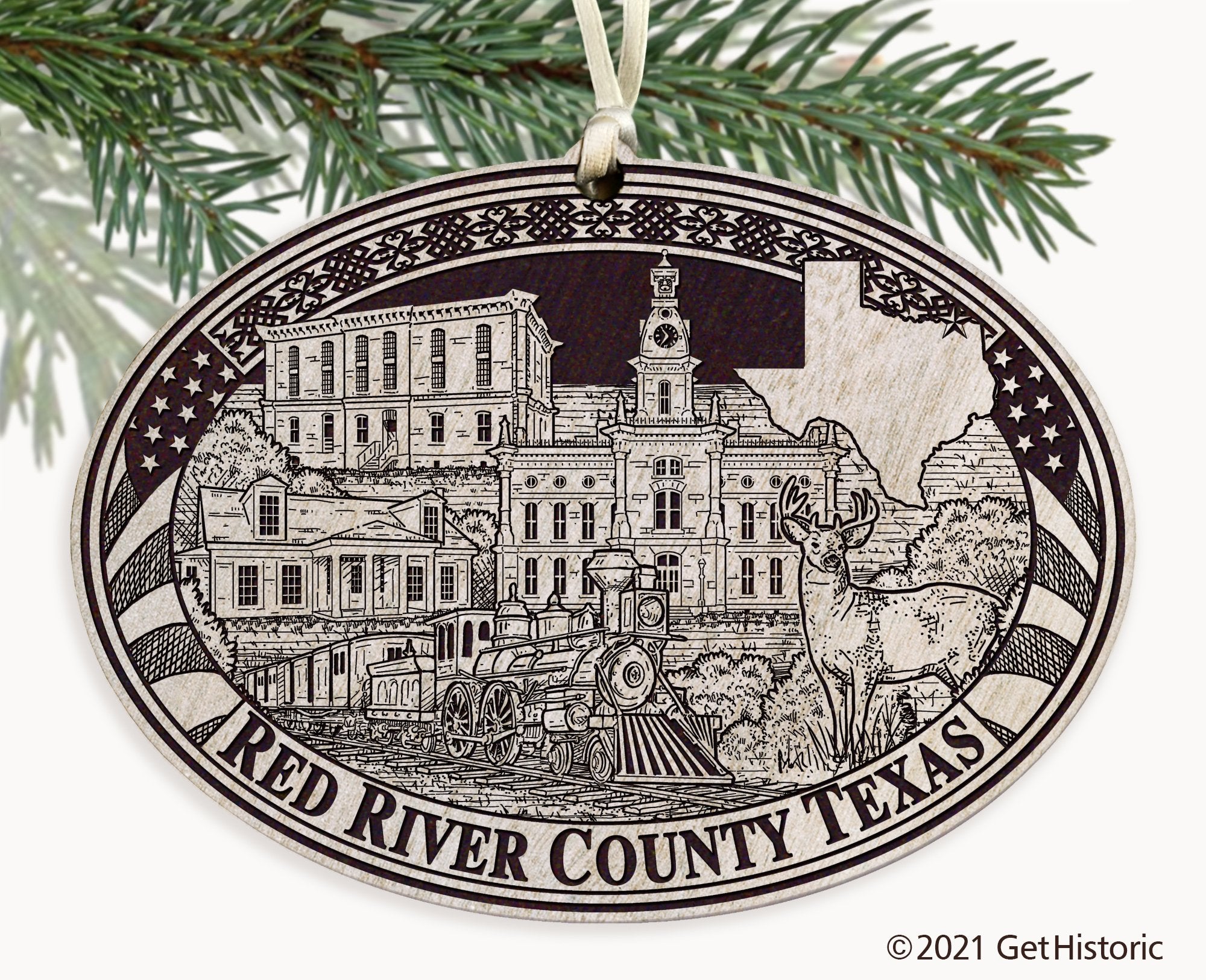 Red River County Texas Engraved Ornament