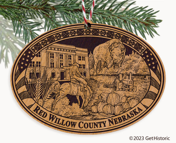 Red Willow County Nebraska Engraved Natural Ornament